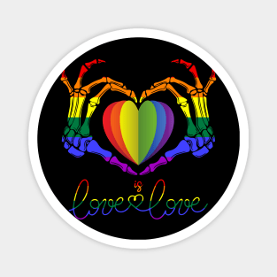 Rainbow Skeleton Heart Loves Is Love LGBT Gay Lesbian Pride Magnet